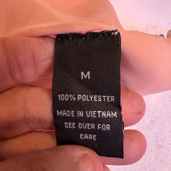 Vintage y2k IZ Byer medium crochet coquette cottage pink peach flutter babydoll - Picture 9 of 10